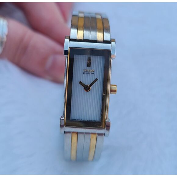 Citizen Ciena Eco-Drive Two Tone Silver & Gold Stainless Steel Quartz Watch VGUC - Picture 5 of 8